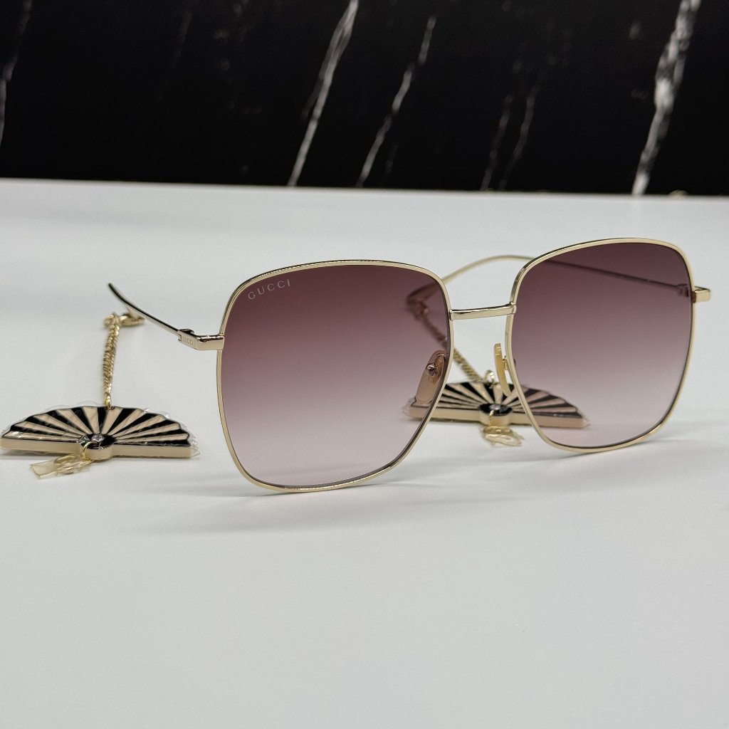 New Gucci Gg1031s 010 Limited Edition With Earrings Gold Women Gucci Sunglasses